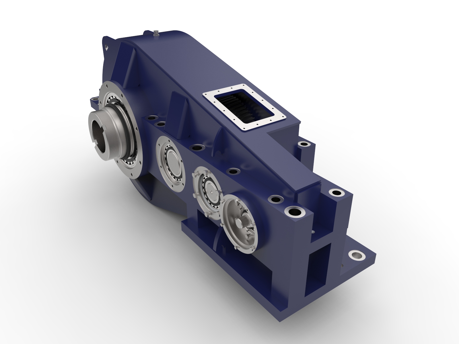 三级斜齿轮减速箱3D图纸 Solidworks设计 附IGS STEP